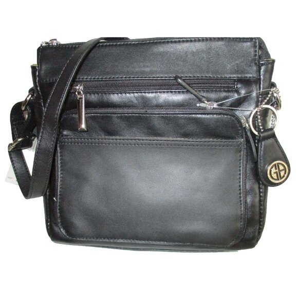 *Giani Bernini Black Leather Shoulder Bag 'Everything in its Place' - NWT - Picture 1 of 8